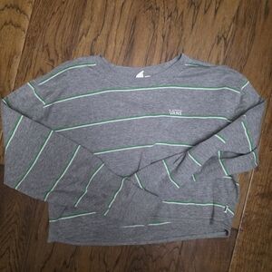 Vans Heather Gray and Green Knit Top Cropped sz Small